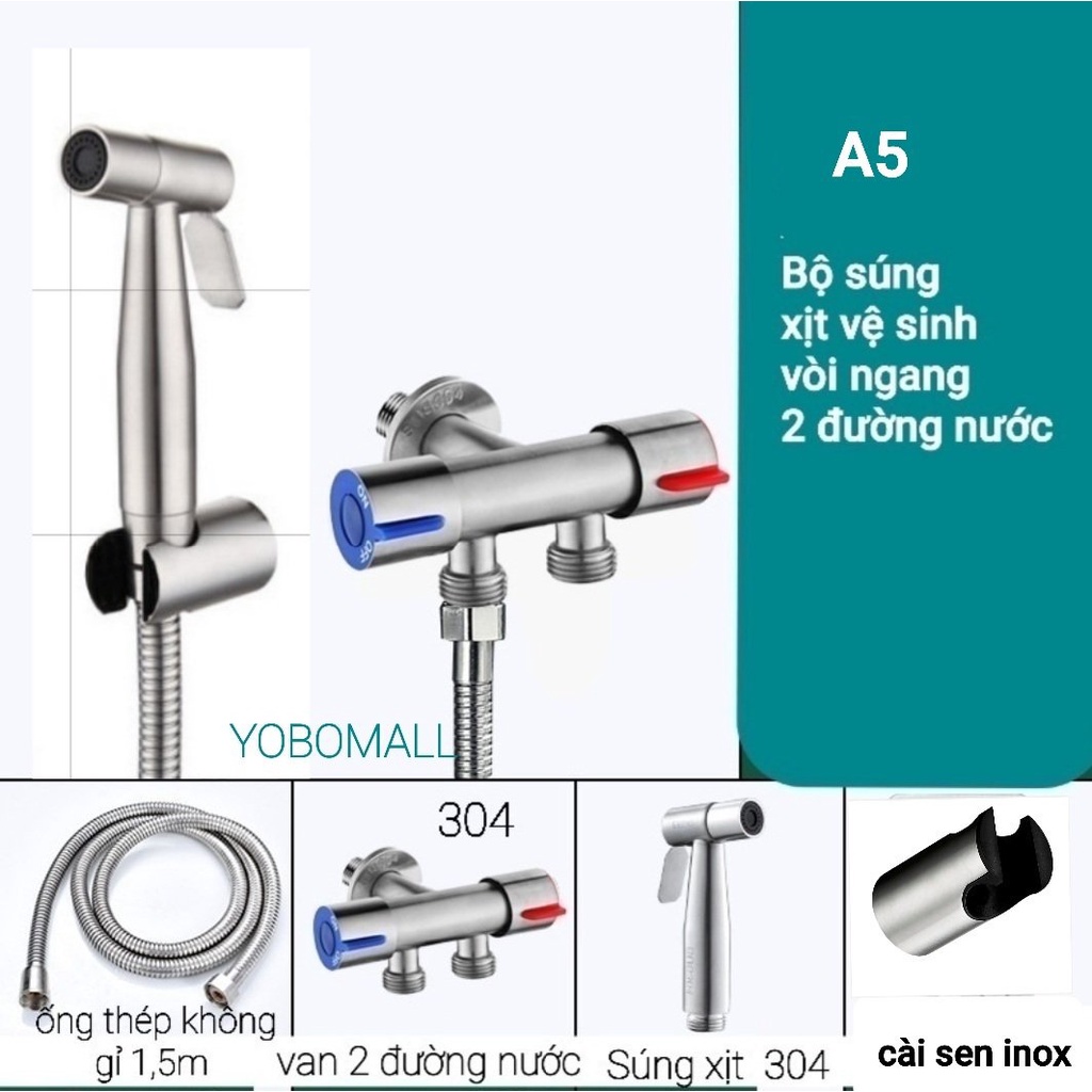 Vòi Xit Vệ Sinh Tăng Áp Inox Sus 304 Cao Cấp Ống Dây Thép Không Gỉ dài 1,4m - Yobomall