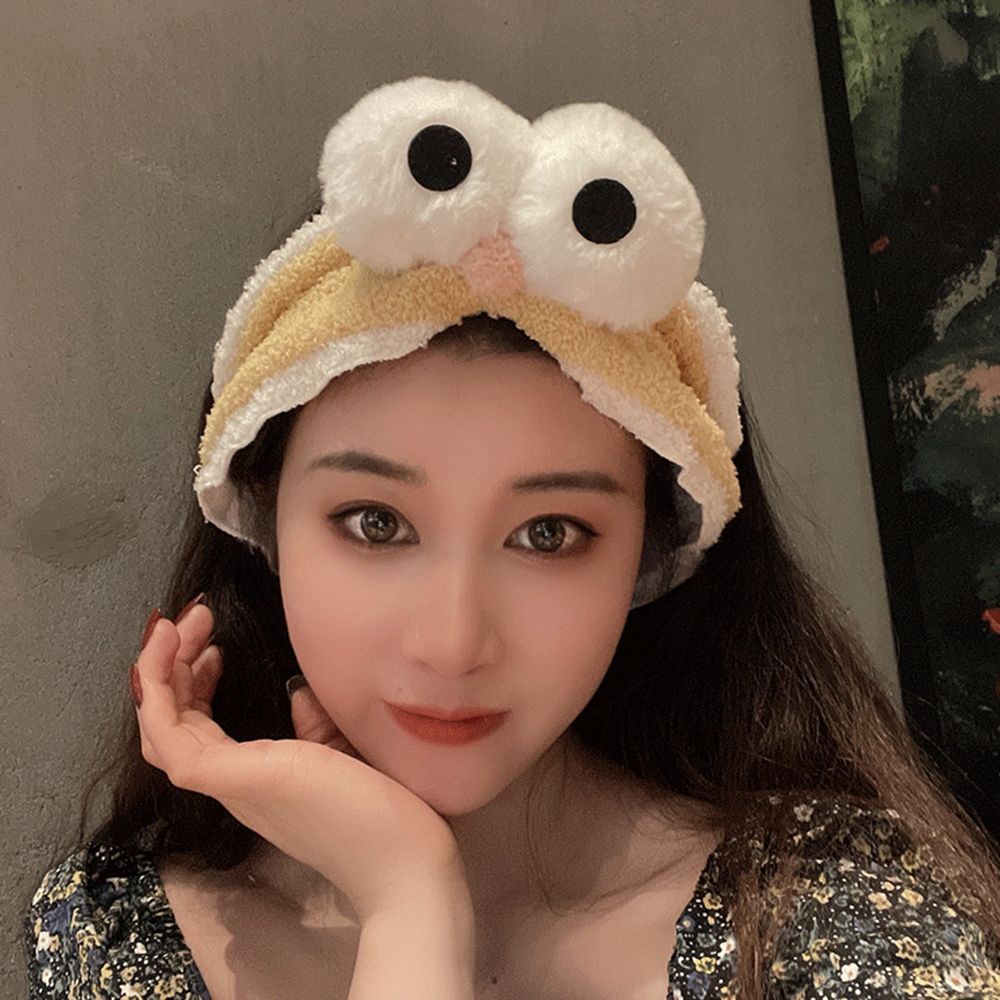 Băng đô cài tóc rửa mặt bằng vải bông mềm co giãn hình đôi mắt to dễ thương thời trang Hàn Quốc cho nữ
