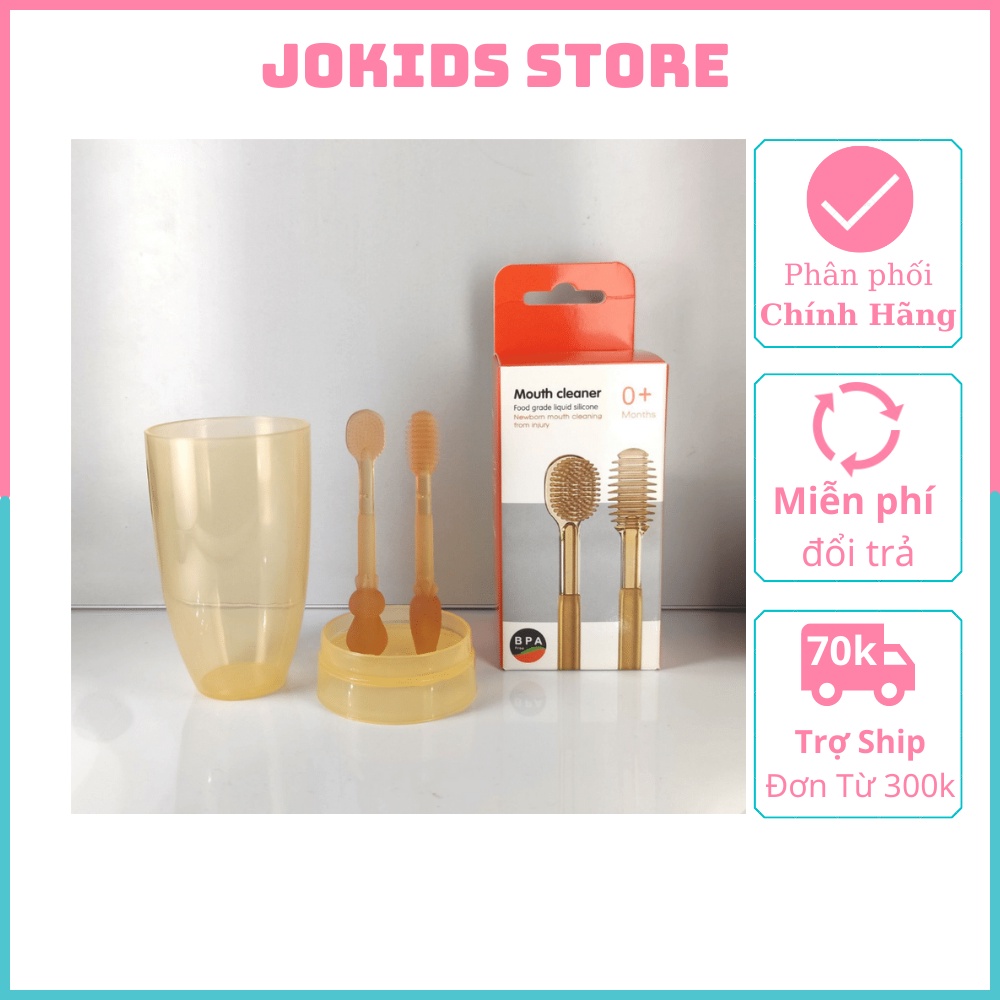 [FREESHIP]Set rơ lưỡi và bàn chải đánh răng silicon siêu mềm cho bé từ 0-18 tháng tiện lợi, an toàn tuyệt đối