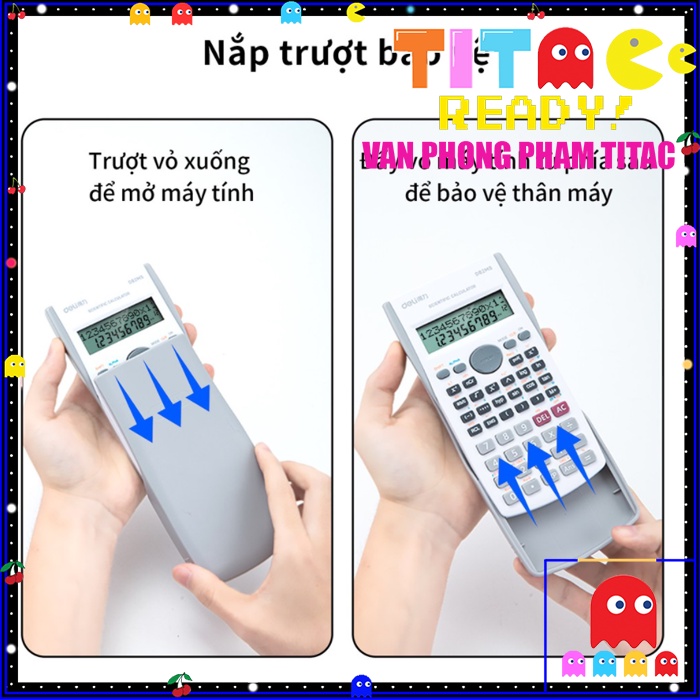 Máy tính kỹ thuật của Deli - Đen/Xanh dương/Hồng/Trắng - No.D82MS