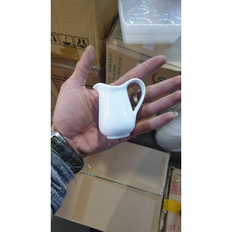 Bình rót sữa, ly rót sữa sứ trắng bình rót mật ong, siro, tiệc trà milk jar 35ml 75ml 100ml