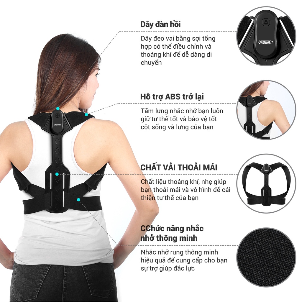 OneTwoFit  Đai chống gù lưng, giải quyết hiệu quả tình trạng gù lưng và giữ dáng đai lưng có nhắc OT044802