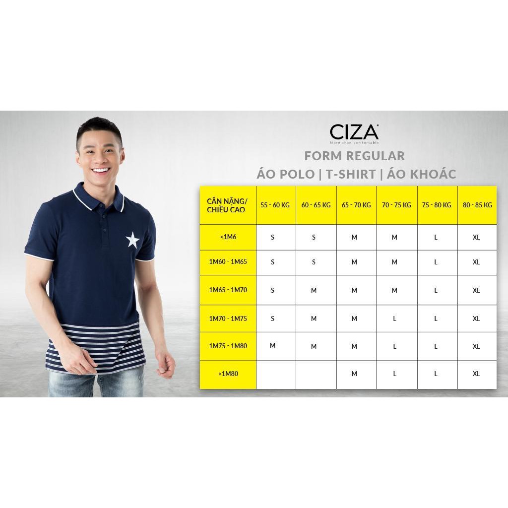 Áo Polo thêu ba màu ngắn tay cổ tàu thời trang nam CIZA APNR13 PL11040 phong cách đi làm đi học dạo phố du lịch