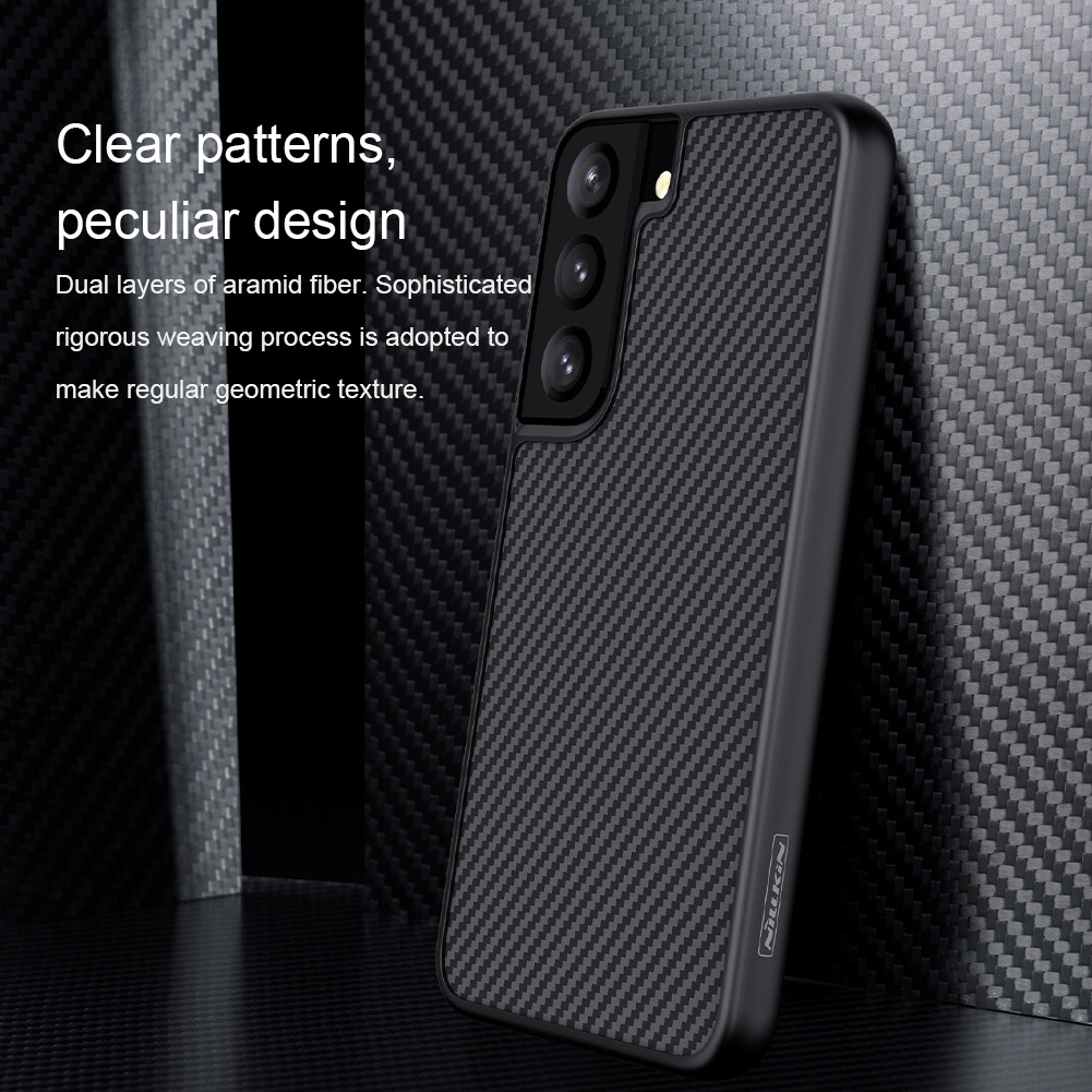 Ốp điện thoại Nillkin kiểu sợi carbon siêu mỏng chống sốc dành cho Samsung Galaxy S22