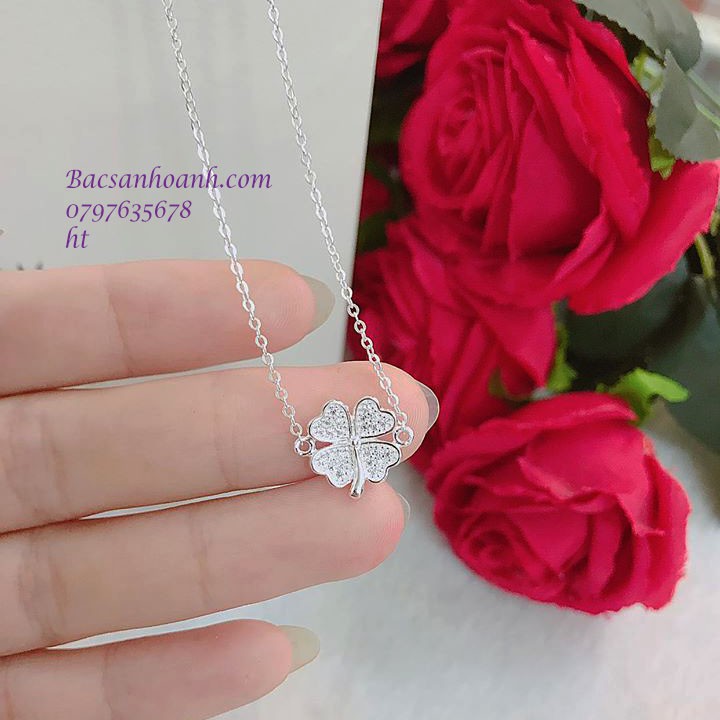 Vòng cổ bạc nữ cỏ 4 lá mang lại may mắn hạnh phúc
