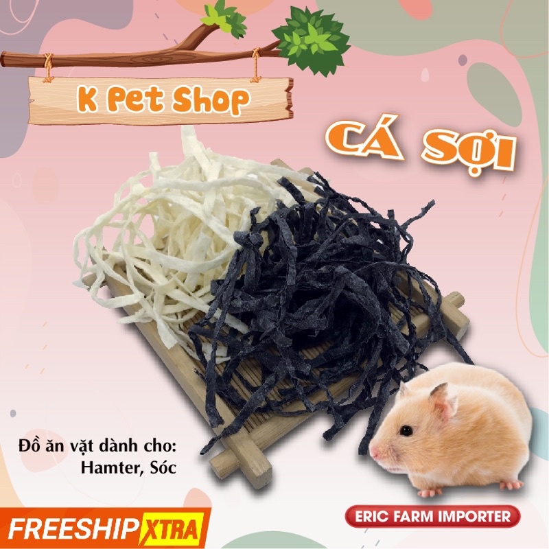 Cá Sợi Hamster Sóc  FREE SHIP  Cá Tuyết Sợi Trắng Đen Thức Ăn Dặm 15g Đồ Ăn Dặm Dành Cho Hamster Sóc