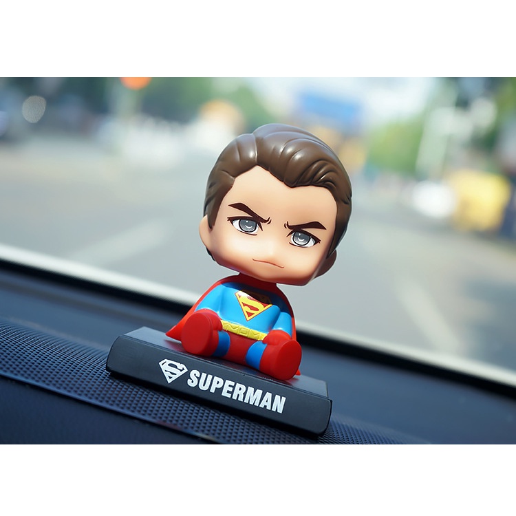 Mô hình Superman - Mô hình Chibi lắc đầu trang trí taplo ô tô, trang trí bàn học, giá đỡ điện thoại