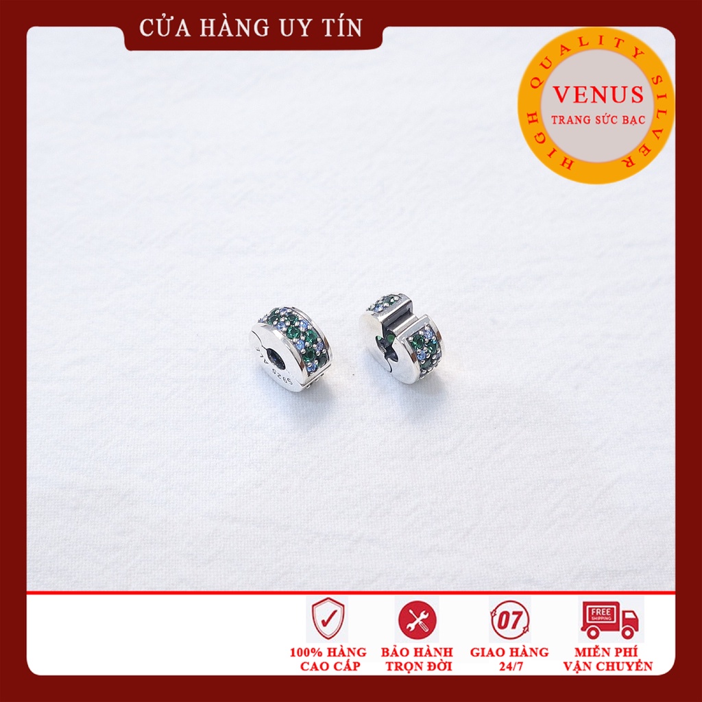 [Charm bạc 925 cao cấp] Charm clip bấm đá trắng- Mã sản phẩm VENUSC5