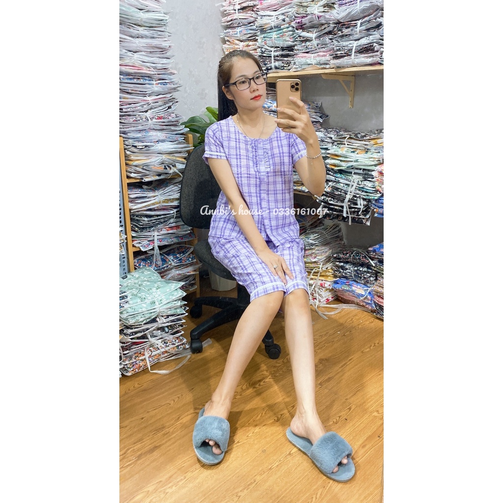 Đồ bộ mặc nhà tay ngắn viền ren dễ thương - Set đồ quần lửng thoáng mát - Annbi's House