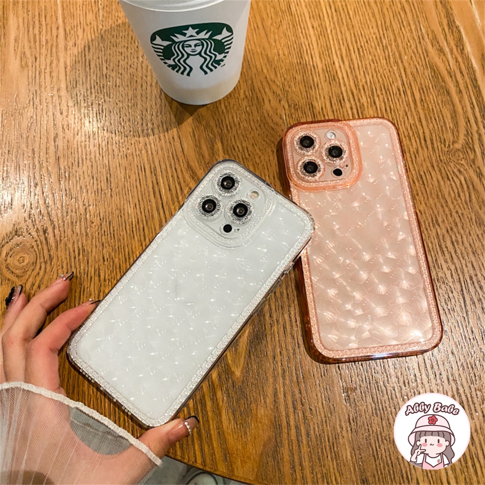 Ốp Điện Thoại TPU Dẻo Trong Suốt Họa Tiết Vân Kim Cương Sang Trọng Chống Sốc Cho IP 13 12 11 Pro Max X XS XR 8 7 Plus