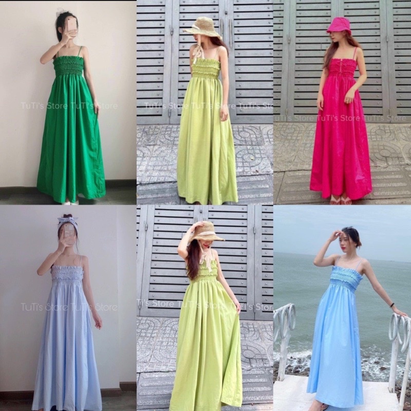 Đầm maxim nhúm ngực hàng thiết kế Hanna