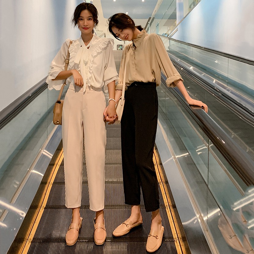 Quần vải nữ lưng cao Style Hàn Quốc chất vải cát Hàn - Dáng đứng lưng cao - Forrm trơn cực dễ phối đồ | BigBuy360 - bigbuy360.vn