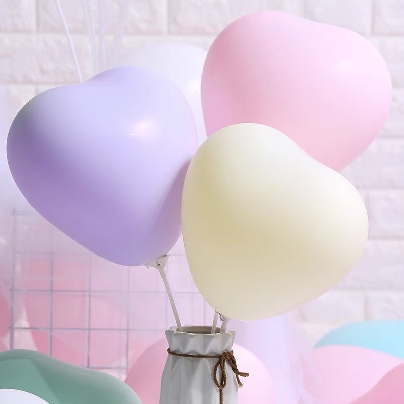 Set 10 Bong Bóng Trái Tim 2.2g Màu Macaron Trang Trí Tiệc Cưới/Lễ Tình Nhân