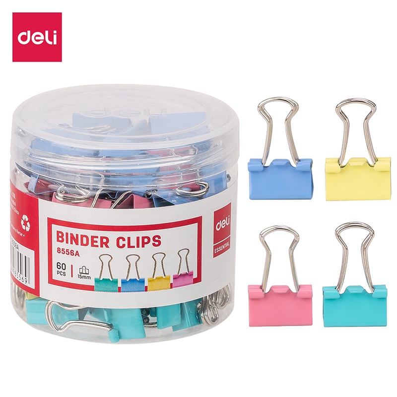Set 60 / 40 / 48 kẹp giấy DELI E8556A E8555A E8554A 4 màu sắc đa dạng tiện dụng