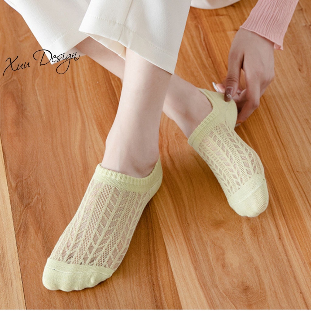 Tất nữ cổ ngắn Xuu Design chất liệu cotton lưới thoáng khí - T04