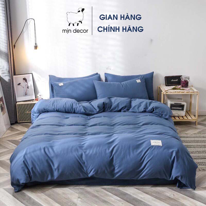 [Mã LIFEMALL2505 giảm 10% đơn 250K] Bộ chăn ga gối cotton tici MỊN DECOR một màu basic
