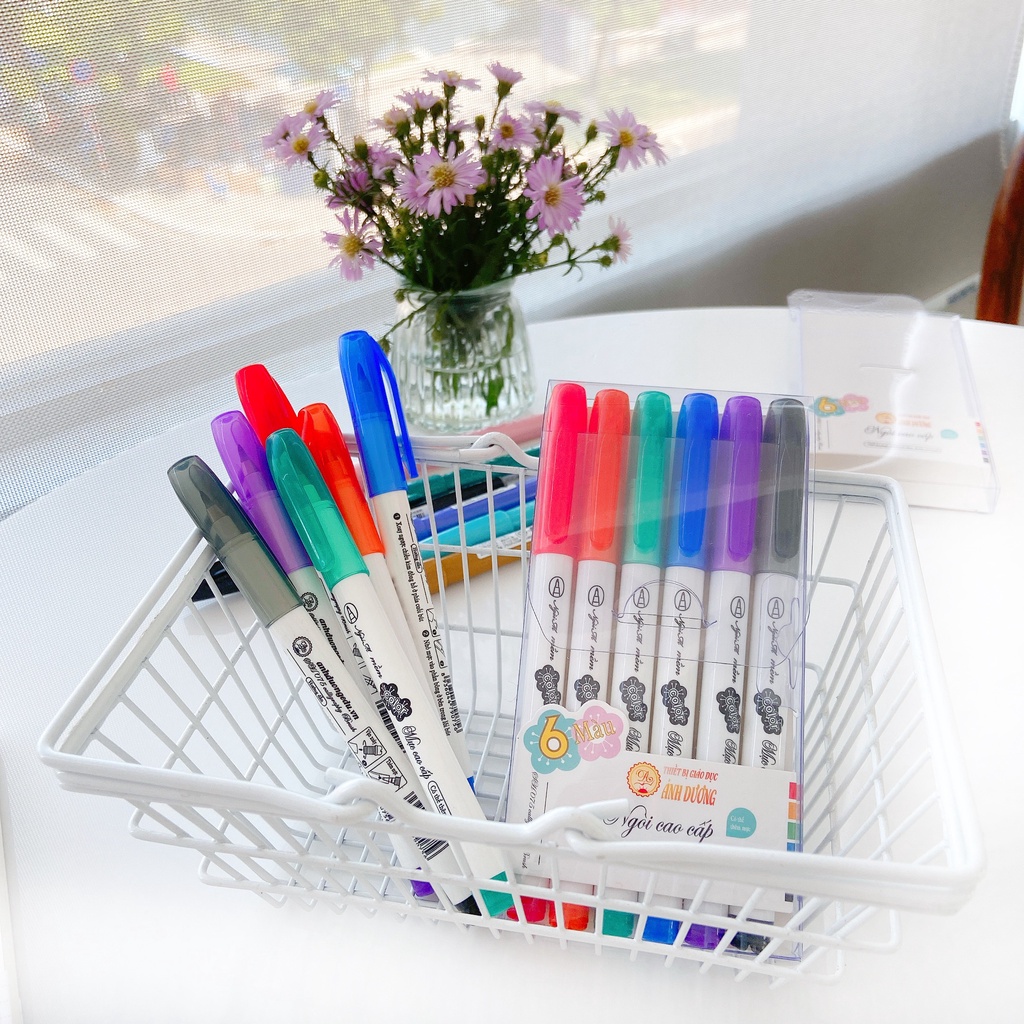BỘ 6 BÚT BRUSH VIẾT CALLIGRAPHY ÁNH DƯƠNG BẢN DUPE PENTEL SIGN PEN - BÚT MÀI THẦY ÁNH 075