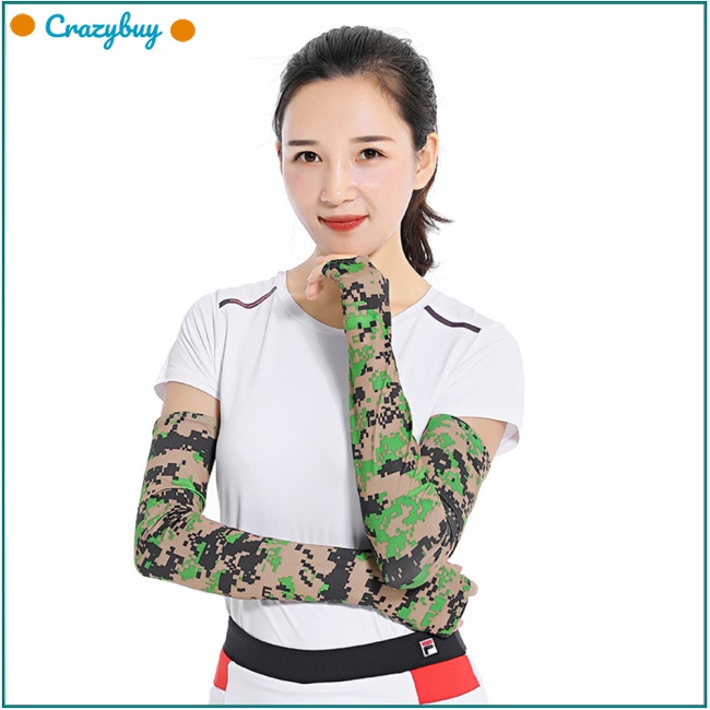 Cr Găng Tay Chống Nắng Họa Tiết Rằn Ri Bằng Lụa Lạnh Thoáng Khí Cho Hoạt Động Thể Thao Ngoà