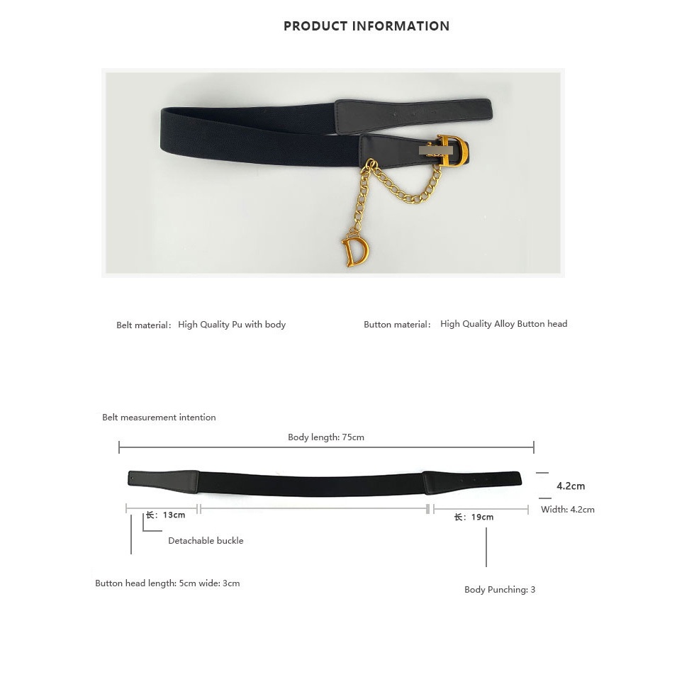 Thắt Lưng Nữ Co Giãn Màu Đen Trang Trí Với Đầm