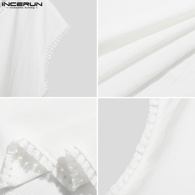 Áo thun INCERUN ba lỗ cổ V nhãn dán cho nam