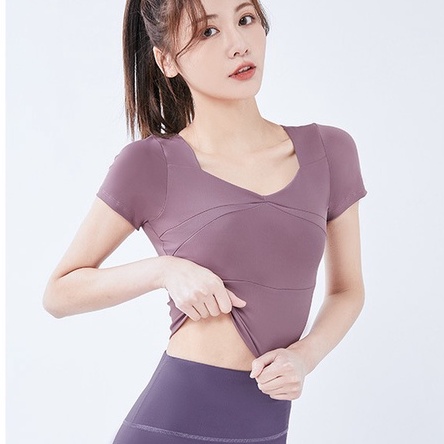 Áo Thun Thể Thao Tay Ngắn Dáng Ôm Hở Rốn Khô Nhanh Phong Cách Mới