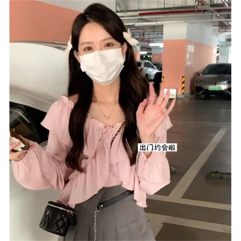 Áo Sơ Mi Cổ Lá Sen Màu Trơn Phong Cách Hàn Quốc Thời Trang Mùa Hè Mới