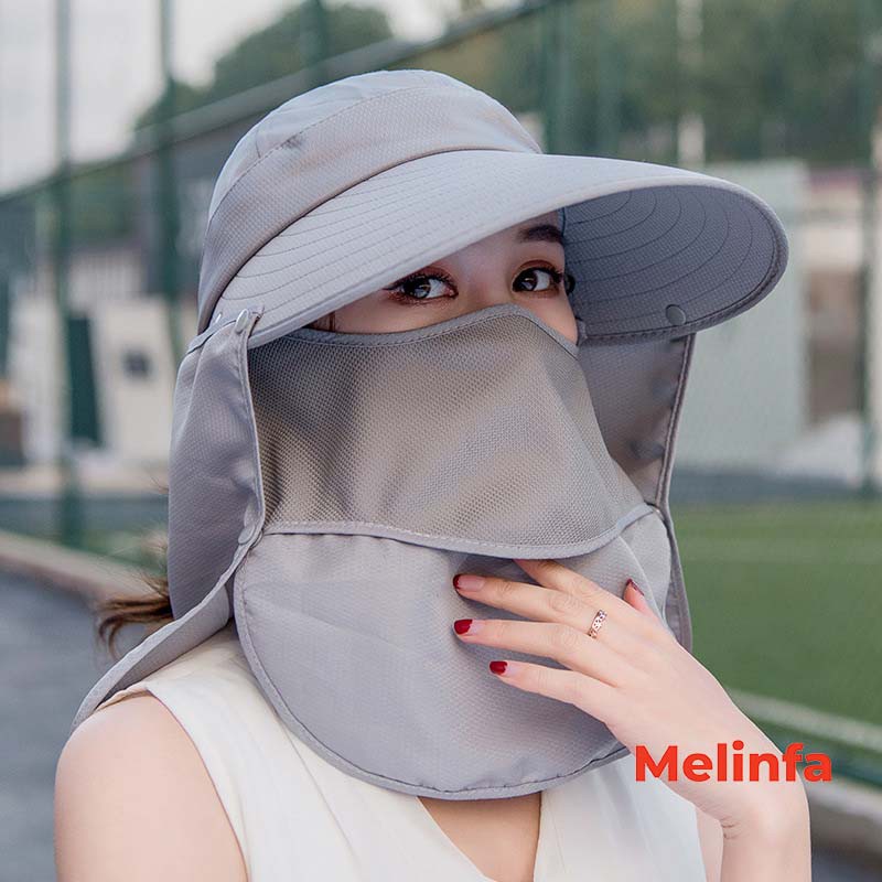 Mũ nón chống nắng nữ, đa năng vành rộng, kèm khẩu trang, chống tia UV, làm vườn, đi biển mã VAM0156