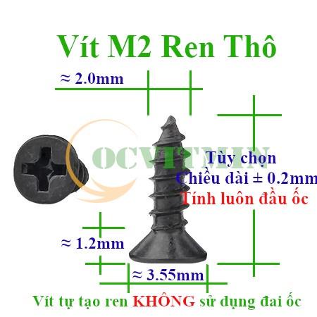 R2X# - Vít Bake Đầu Bằng Ren Xoắn ø2 Vít Ren Thưa Thép Cacbon