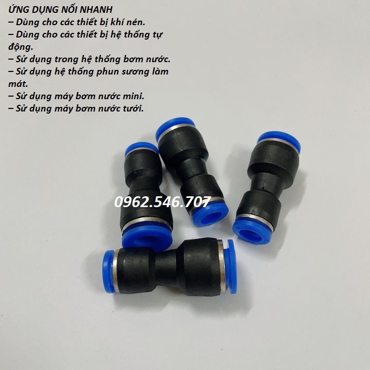 Cut nối ống plastic 10mm với ống 8mm dùng cho hệ thống phun sương