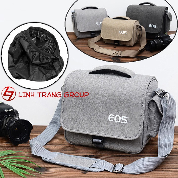 Túi đựng máy ảnh thời trang cao cấp EOS, tặng túi trùm chống nước - Oz132