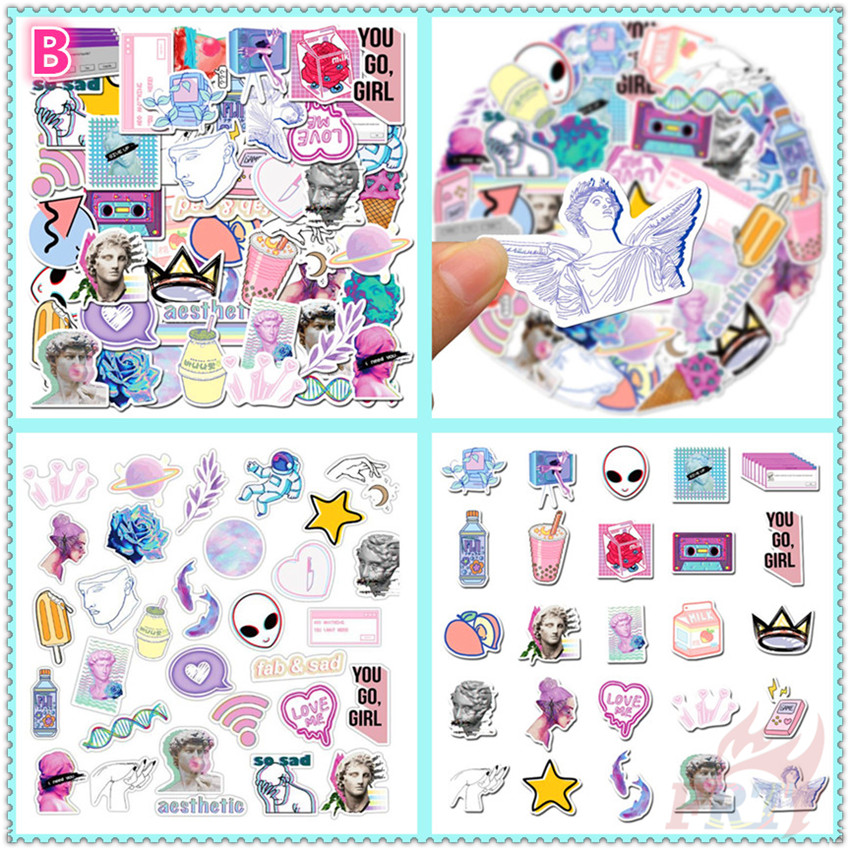 Bộ miếng dán chủ đề Vaporwave cá tính trang trí tiện dụng