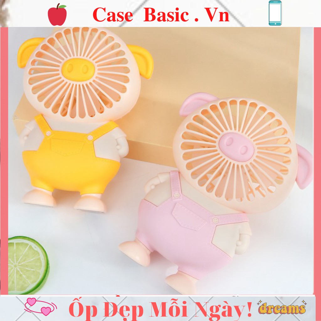 Quạt mini cầm tay 5 Cánh Hình heo - Quạt Heo - Quạt lợn tíchđiện để bàn dễ thương Full  bộ cáp sạc  + pin