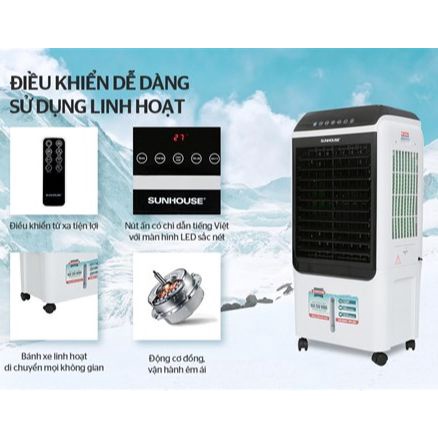 Quạt điều hòa hơi nước Sunhouse SHD7727 Trưng bày Mới 99%- Công suất 150 W Bình nước 40 lít, Bảo hành 12 tháng