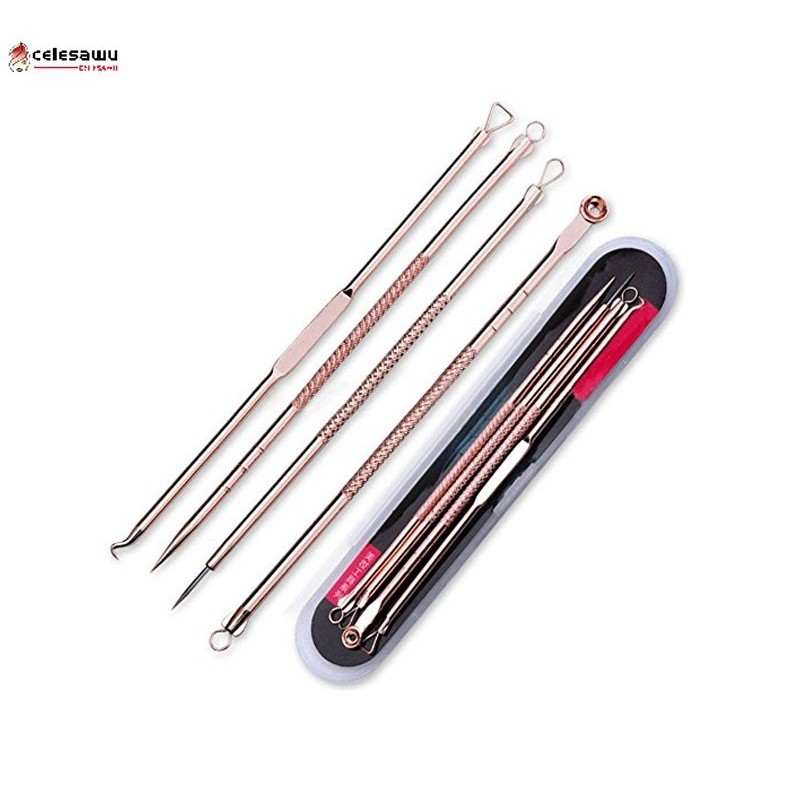 [Hàng mới về] Set 4 dụng cụ nặn mụn đầu đen bằng thép không gỉ