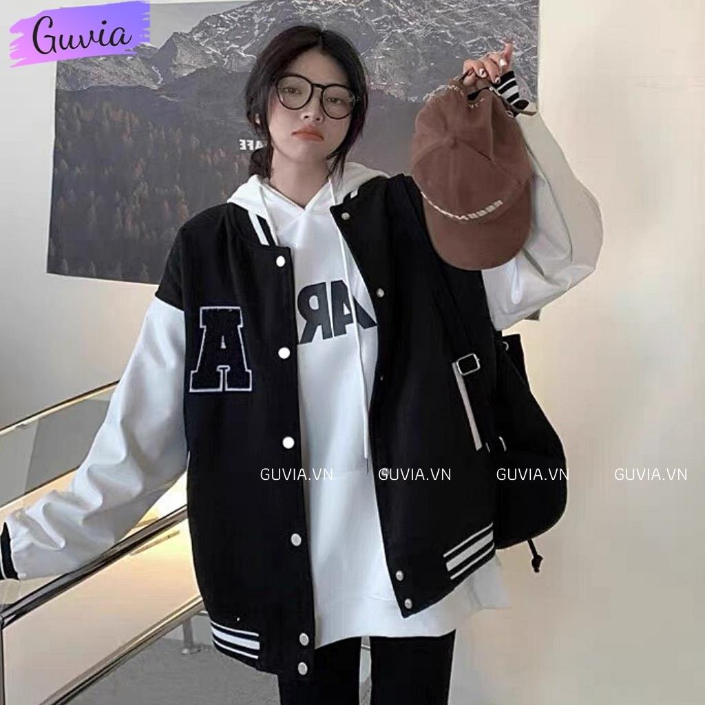 Áo Khoác Dù THÊU CHỮ A 2 Lớp Form Rộng Nam Nữ Unisex, Áo Gió Bomber Bóng Chày Chống Nắng Ulzzang GUVIA