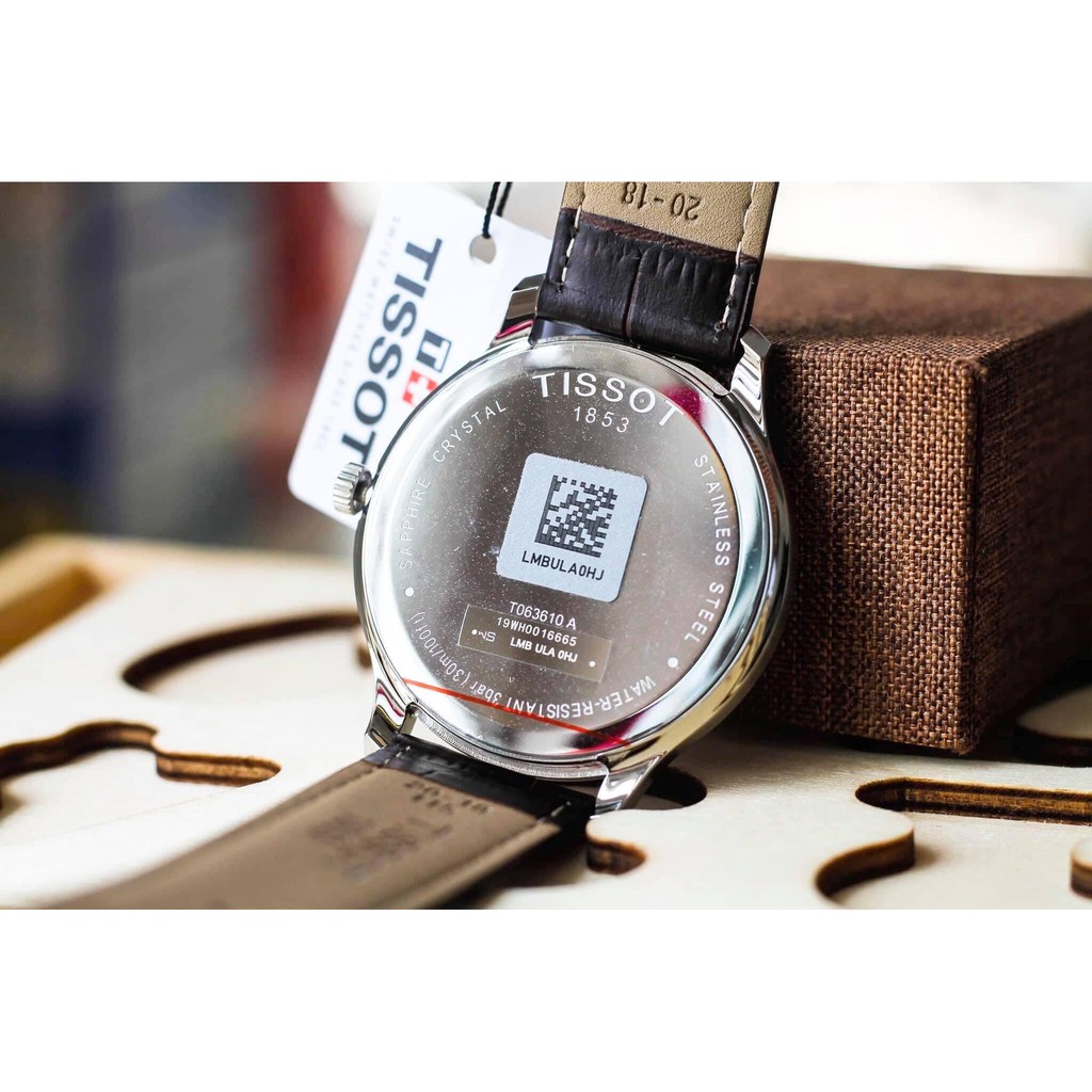 Đồng hồ nam chính hãng Tissot T063.610.16.038.00 - Máy Quartz Thụy Sỹ - Kính Sapphirre - Dây da màu nâu
