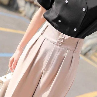 Quần baggy công sở nữ 3 cúc 💞𝑭𝑹𝑬𝑬 𝑺𝑯𝑰𝑷💞 Cạp cao,chất tuyết hàn cao cấp