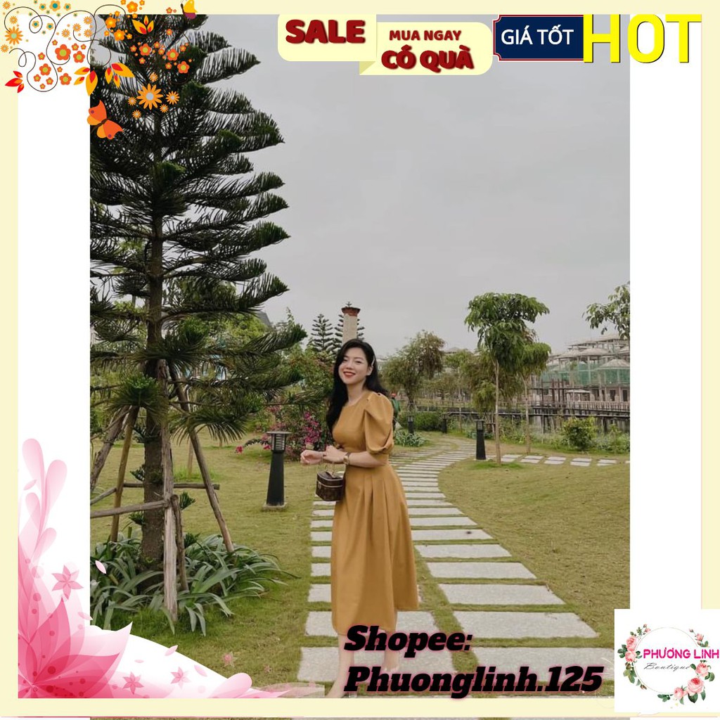 [Mã FAGREEN1505 giảm tới 30K đơn 99K] VÁY XÒE TAY DÚM 2M VÀNG/BE CHO NỮ | BigBuy360 - bigbuy360.vn