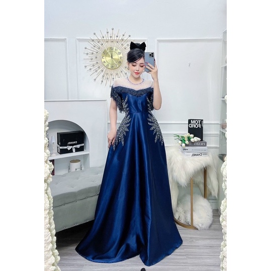 ĐẦM RỚT VAI TUA RUA KẾT CƯỜM TIA full size S/M/L/XL