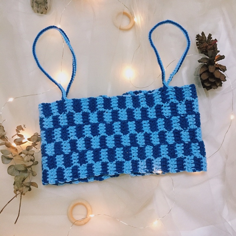 Áo Quây Ngực Len Móc -Croptop Len - Bralette Len - Bikini Len Móc - xanhlanhes