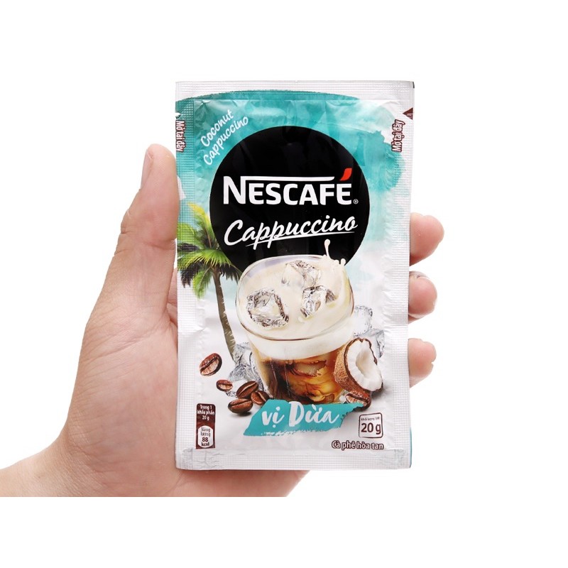 1 gói  cà phê hòa tan Nescafe Cappuccino Vị Dừa - 1 gói x 20g