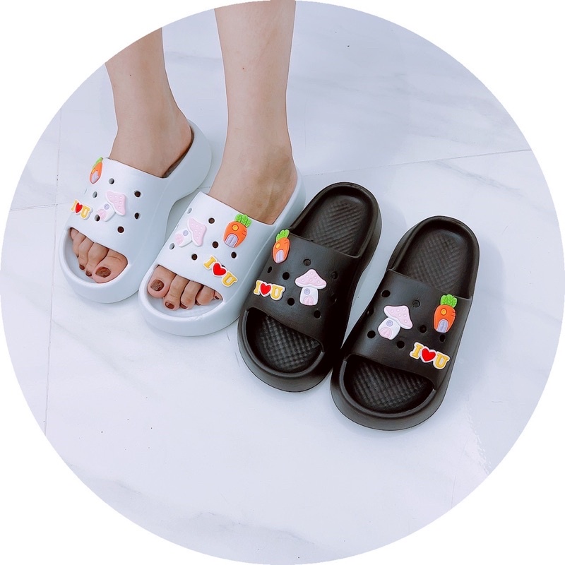 Dép cross mới đế lượn sóng cao 5p stick Nấm hồng xinh cực kì