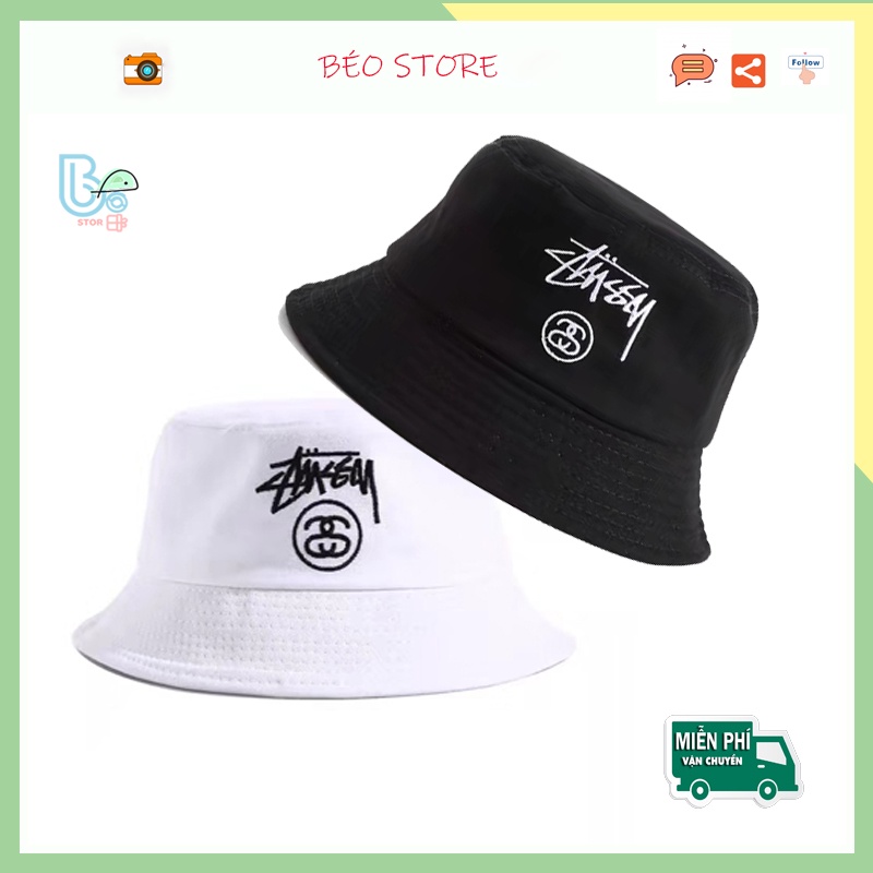 Mũ bucket nam nữ Stussy 2 màu đen trắng, nón tai bèo nam đẹp thời trang hàn quốc