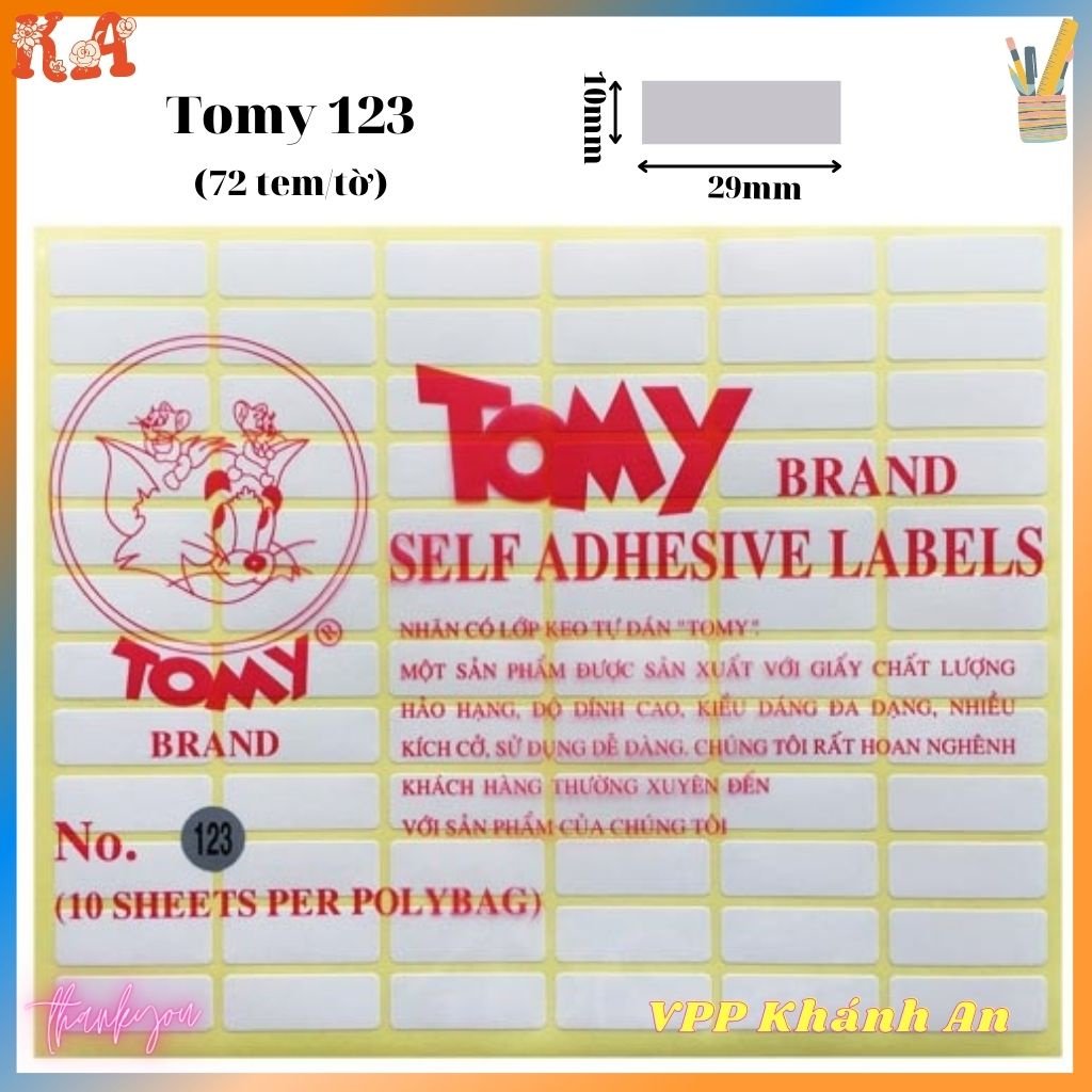 Giấy Tomy, nhãn dán Tomy A5 các cỡ 99 - 124