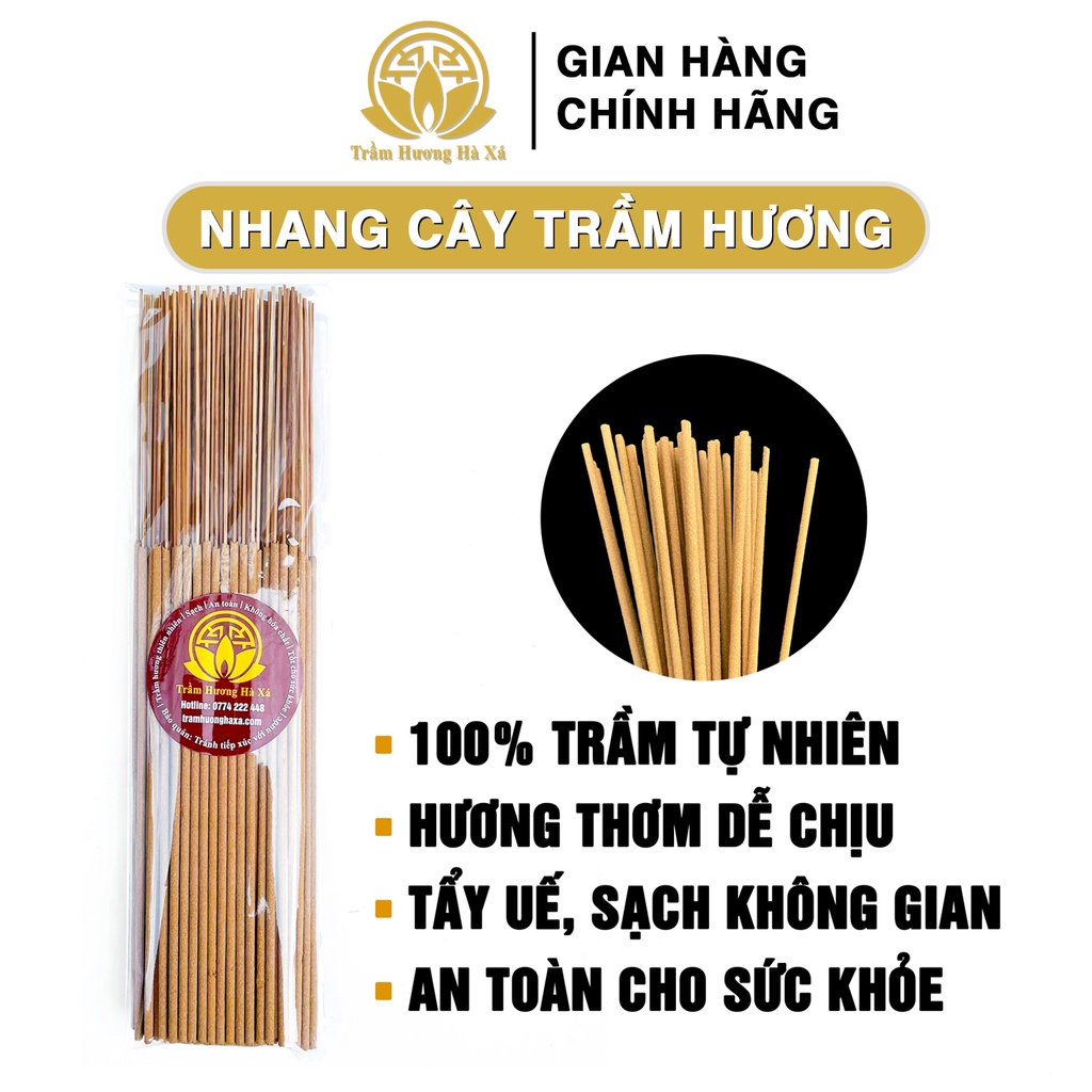 Nhang cây Trầm Hương Hà Xá xông nhà 100g đồ thờ cúng phong thủy tẩy uế