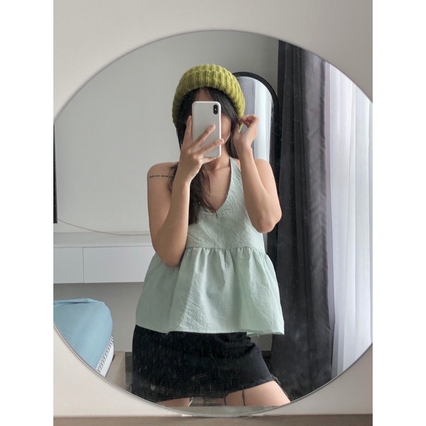 Áo Yếm Cột Dây Sọc Caro - Baby Top
