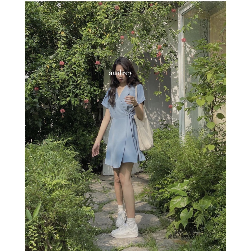 VÁY CỔ VEST THẮT EO DÁNG CHỮ - ĐẦM SƠ MI CỔ VEST BUỘC NƠ EO XÒE KOZODA D45 | BigBuy360 - bigbuy360.vn