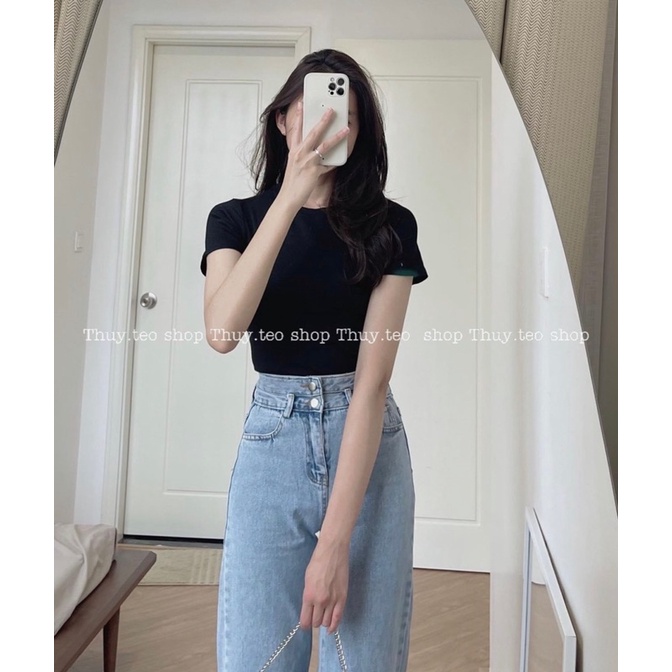 [Hàng mới] Áo phông CỘC TAY NỮ DÁNG ÔM nhẹ chất cotton mềm co giãn