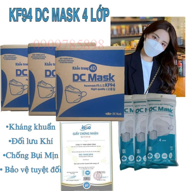 Sỉ Thùng 300 cái Khẩu trang KF94 DC Mask 4 lớp, CN Hàn Quốc