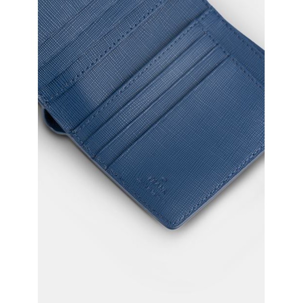 Ví Nam Dáng Đứng Da Bò Saffiano Cao Cấp FRANK Klassy Bifold Wallet Bóp Ngắn Sang Trọng - Xanh Cobalt